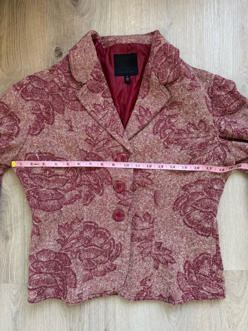 The Limited Red Floral Tweed Blazer Jacket Size 6 - Picture 5 of 9